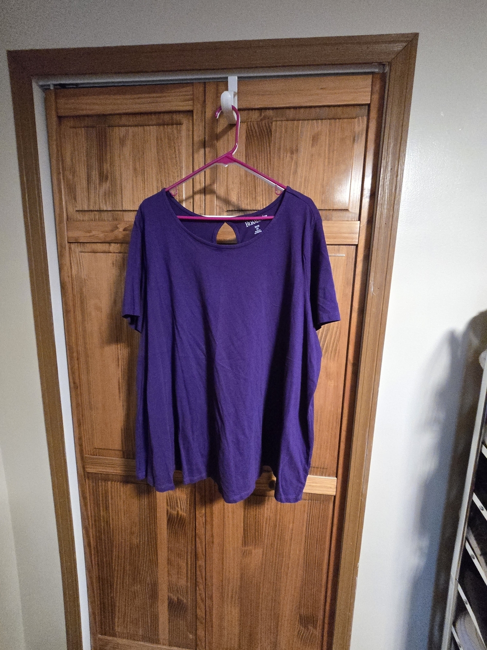 Roaman's Purple Short Sleeve Back Keyhole Tunic